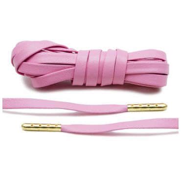 Schnürsenkel luxus leder rosa/vergoldete endstücke