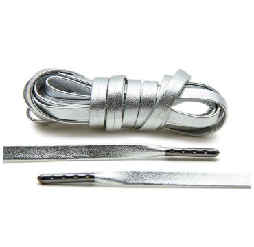 Schnürsenkel luxus leder silber/graumetallische endstücke